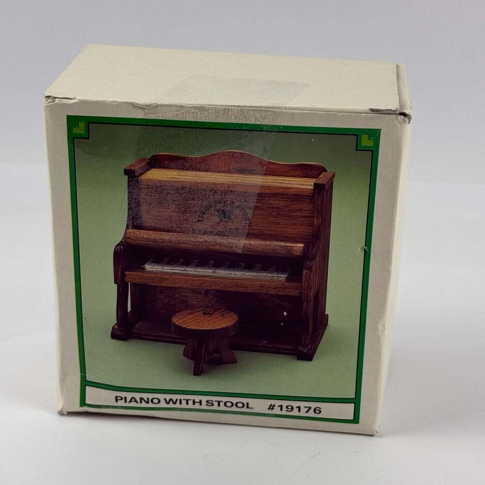 Vintage 1987 Teddy Bear Story by Applause Miniature Piano & Stool #19176